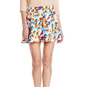 BCBGENERATION Abstract print multicolor mini skirt size 6 color swatches NWT